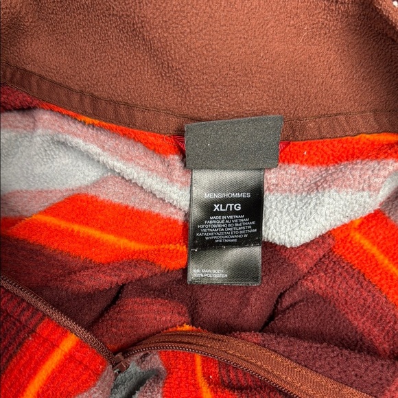 The North Face Red and Gray Zip Up Sweater with Bold Stripes - Picture 5 of 5